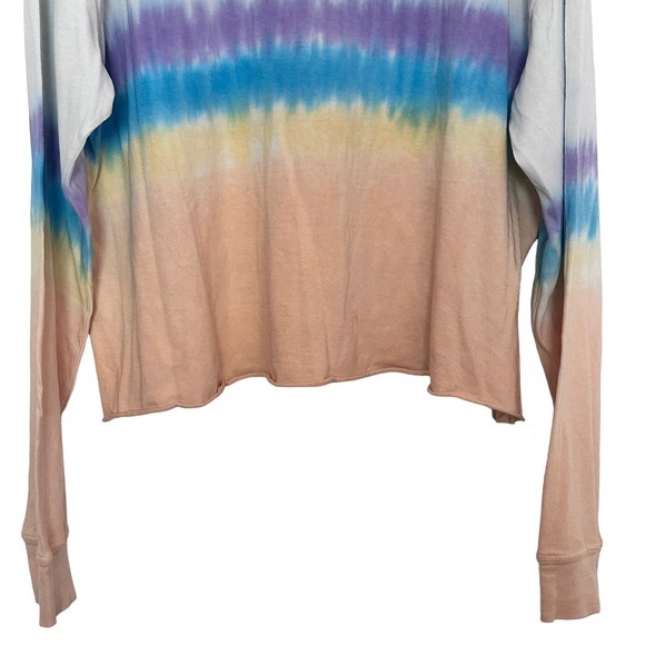 Daydreamer Rainbow Tie Dye Cropped Long Sleeve Tee size M - Picture 6 of 7